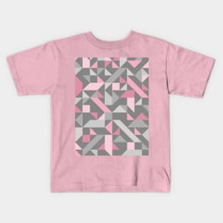 Grey and Pink Geometric Art Kids T-Shirt